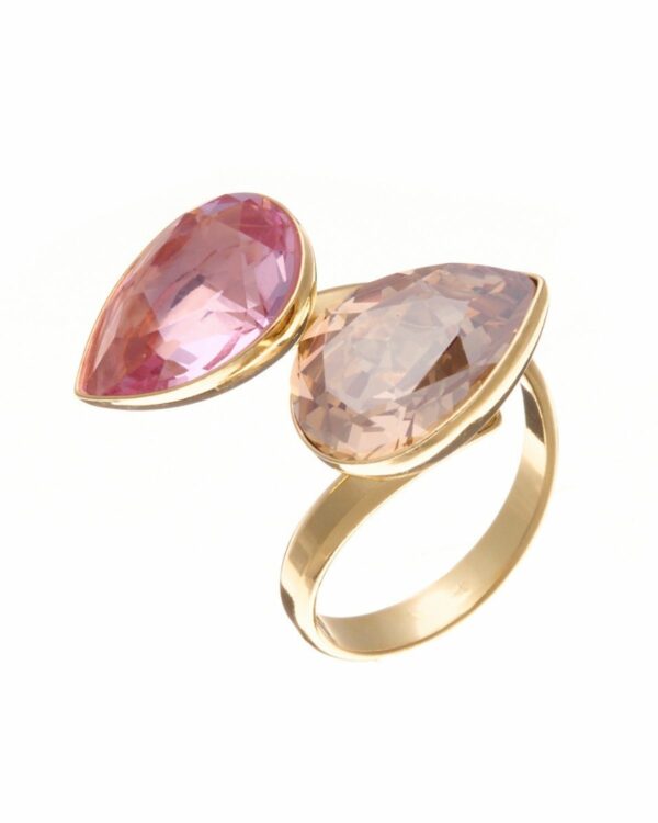 Light Rose Ignite Crystal & Golden Shadow Ring - Sparkling elegance for any occasion